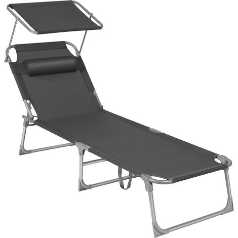 Songmics – Transat pliable avec dossier inclinable 4 positions – Tissu respirant – Pare-soleil ajustable – Acier thermolaqué – Capacité 150 kg – GCB19UV1