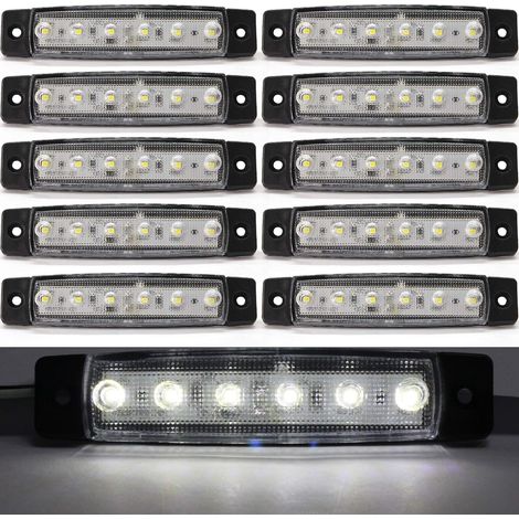 10PCS Feu de Gabarit Remorque Blanc, LED Feux de Gabarit Indicateurs De Position 12V pour Camion Remorque Camion Bus Bateau (1/5)