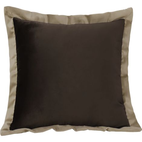 VERCART Taie d'Oreiller Décorative Double Face en Velours Taie d'Oreiller à Fermeture Éclair, Insert d'Oreiller Non Inclus, Marron, 80x80cm (1/5)