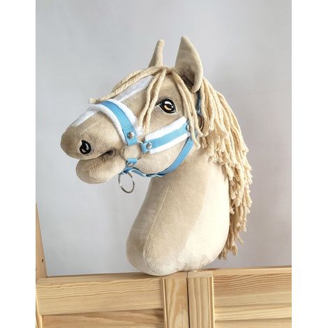 Licol réglable Hobby Horse A3 bleu avec fourrure blanche (1/3)