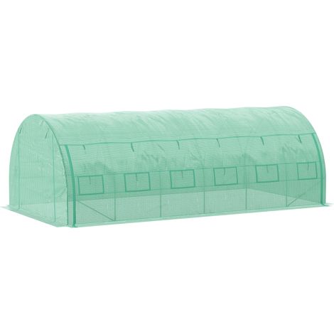 Serre tunnel 18 m² acier PE 4x3x2 m vert porte fenêtres parois enroulables