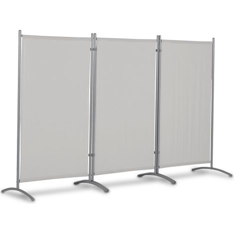Leco Sonnenschutz/ Windschutz Stellwand 3-teilig mit Stahlrohrgestell, lichtgrau (1/5)