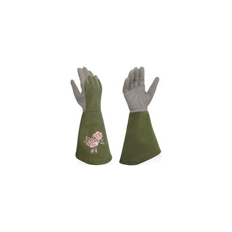 Gants de jardinage pour femmes - gants de travail longs en cuir synthétique avec protection intégrale contre les épines et résistance à la perforation, idéaux pour le jardinage.