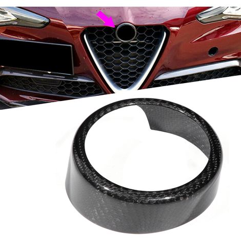 Calandre avant en fibre de carbone avec entourage et support de logo, compatible avec Alfa Romeo Giulia 17-19 (1/5)