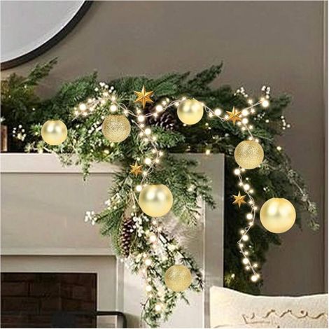 Décorations de Noël dorées pour sapin – Lot de boules décoratives incassables en plastique métallisé, 12 pièces