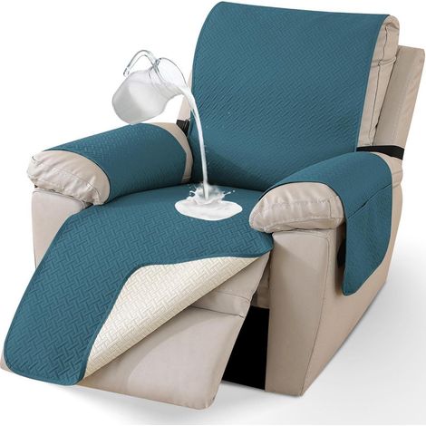 Housse de fauteuil imperméable 1 place avec poches latérales, antidérapante, vert foncé (1/5)