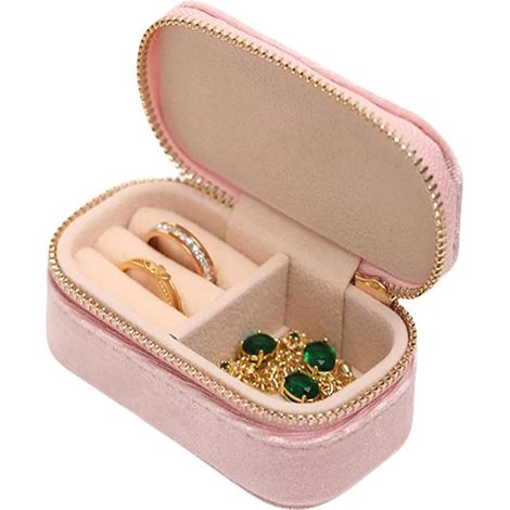 Boîte de rangement, boîte à bijoux de voyage, style sweat-shirt en velours, petite boîte à bijoux pour femmes et enfants (1/5)