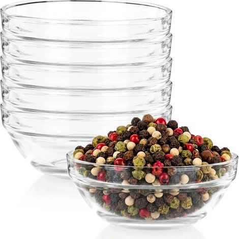 Glass Bowls Set, 215 ml, 6 Pieces, Dishwasher Safe (1/5)