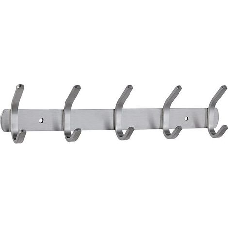 Patères de garde-robe - 5 crochets en acier inoxydable - Patères murales - Pour chambre, salle de bain, cuisine - Argent- Patères - 38 cm (1/5)