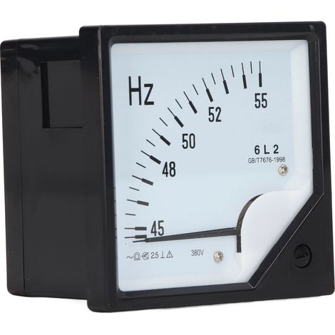 Fréquencemètre à pointeur AC 380V, détecteur de fréquence 45-55Hz, panneau carré, haute précision, indicateur analogique pour tableau électrique. (1/5)