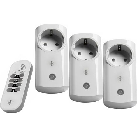 Intertechno Funk-Steckdosen ITI-3 mit Handsender Smart Home 3er Set Steckdose