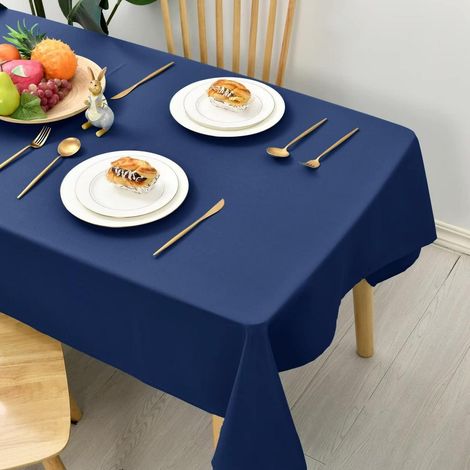 Nappe 130x130cm bleu foncé imperméable lavable pour intérieur & extérieur