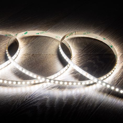 Tira LED 24V SMD 140 LED/m 5m 12W/m 1400lm/m Ancho 8mm Corte 5cm IP20 6000K Blanco Frío