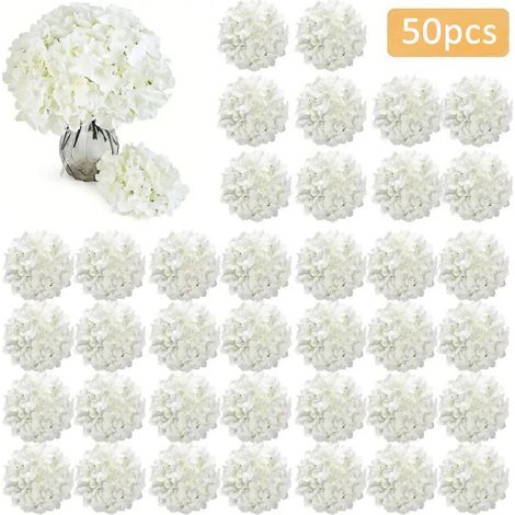 hortensias artificiels style bohème pour décoration de bricolage vases baby showers mariages fêtes et jardins extérieurs Lot de 50 Blanc (1/4)