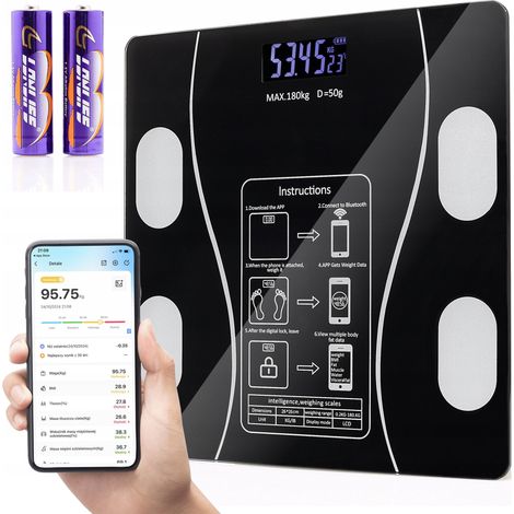 BILANCIA DA BAGNO elettronica analitica BMI Bluetooth vetro LCD SMART