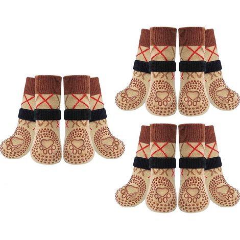 6 paires chaussettes pour chien, antidérapantes, anti-léchage, pour pattes blessées, taille unique (14 x 7 cm), coton 85 % (1/5)