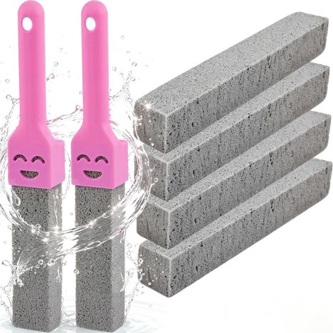 Pierre Ponce Brosse WC, 4 Pièces Brosse de Nettoyage en Pierre Ponces, Pierres Ponce Toilette avec 2 Poignée (1/4)
