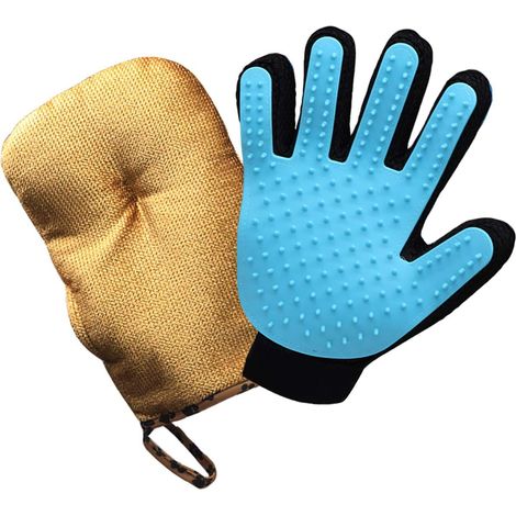 Gants de toilettage/épilateurs de Poils pour Animaux de Compagnie - Bi-Faces avec des Accessoires - Brosse de Massage de Bain pour Poils Longs et Courts (1/5)