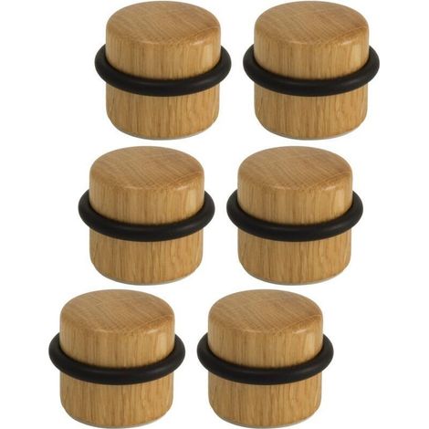 Arrêts de Portes - Butée de Porte Adhésive en Bois pour Sol - Butoirs de Porte Protection de Portes et Murs - Pack 6 unités (Chêne) (1/5)