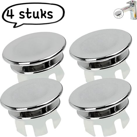 Couvercle de trop-plein 4 pièces - Couvercle pour trop-plein de lavabo/évier - Anneau de trop-plein pour lavabo - Anneau décoratif en plastique pour trop-plein - Anneau double couche - Argenté (1/5)