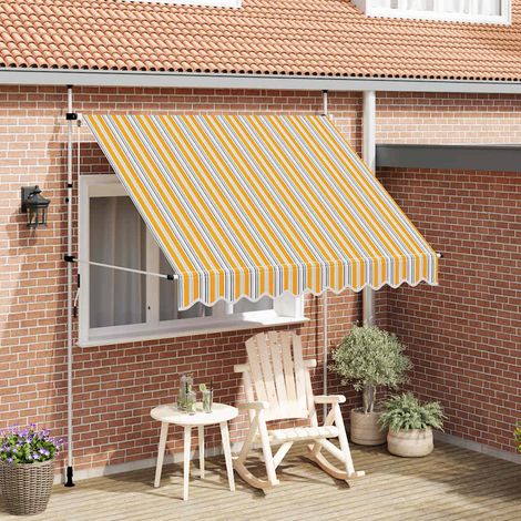 vidaXL Toldo manual retráctil 250 cm amarillo y azul a rayas (1/5)