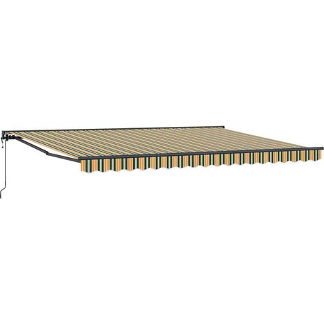 Retractable Awning Green and Yellow 450x300 cm Fabric vidaXL (1/5)
