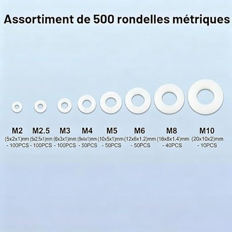 Rondelle Plate Nylon Blanc Assortiment Joints Etancheite Tuyaux (1/4)