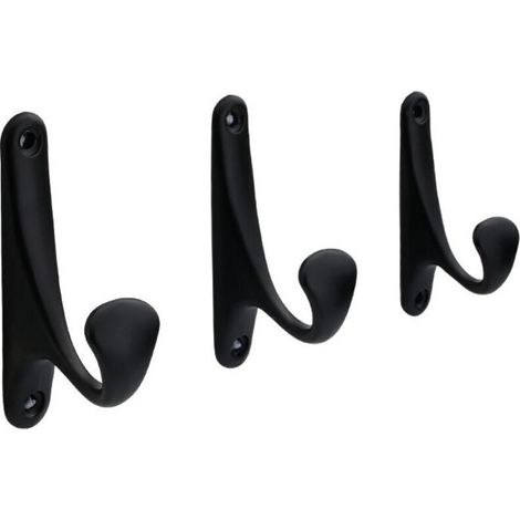 8 Pièces Crochets Muraux Noirs, Crochets à Manteau Noir Mat, Crochets Simples avec Vis, Patères en Alliage d'Aluminium pour (1/3)