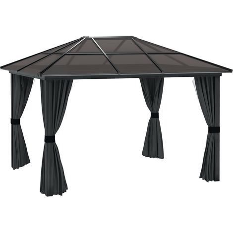 3 x 3.6m Hardtop Aluminium Gazebo - Black and Grey
