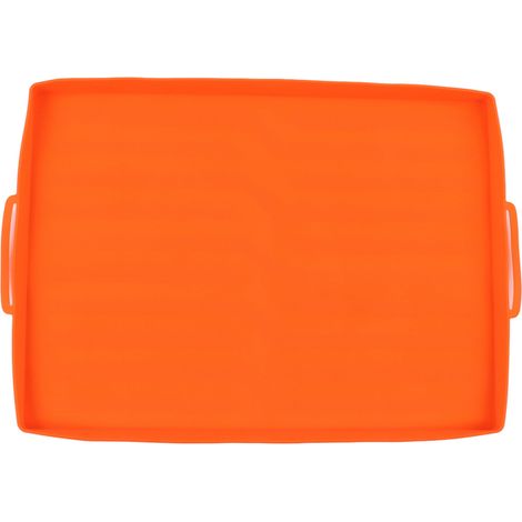 Tapis de cuisson en silicone, housse de protection pour barbecue, tapis de cuisson extérieur de 56 cm avec poignée orange (1/5)