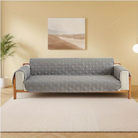 Protège-Canapé Imperméable 55 × 196 cm, Housse Antidérapante avec Élastiques, Idéale pour Chiens, Chats et EnfantsGris (1/5)