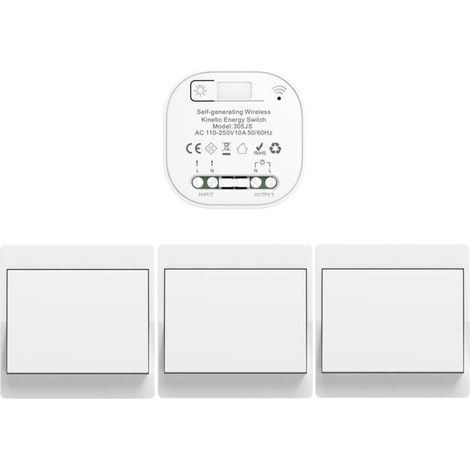 EU interrupteur sans fil sans piles kit interupteur sans fil autoalimente va et vient sans fil sans pile radio interrupteur a distance eclairage domestique wireless switch (EU 1Gang 3V1 a) (1/5)
