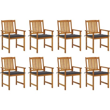 8 pcs Chaises de jardin avec coussins, Fauteuils Extérieur, Sièges confortable Bois d'acacia solide BGT77281 (1/5)