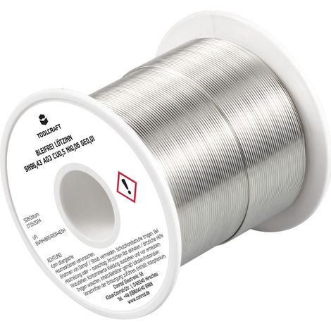 TOOLCRAFT TO-9503331 Lötzinn, bleifrei Spule Sn96,43Ag3Cu0,5Ni0,06Ge0,01 ROL1 250 g 0.7 mm (1/3)