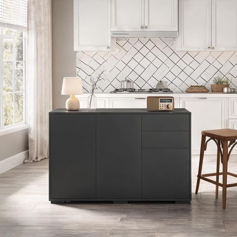 Buffet coloris noir en panneau de particules 117 x 36 x 74 cm (1/5)