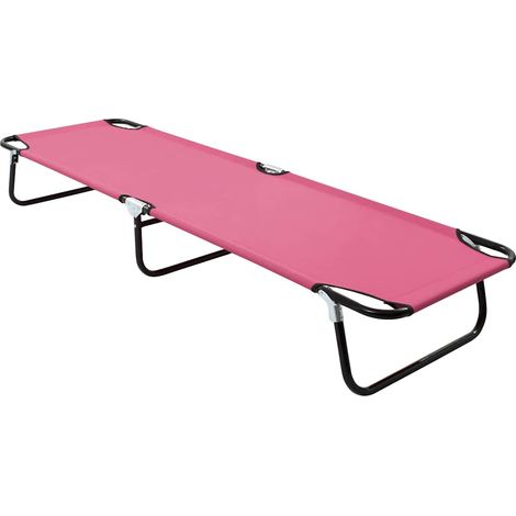 vidaXL Tumbona plegable de acero rosa (1/5)