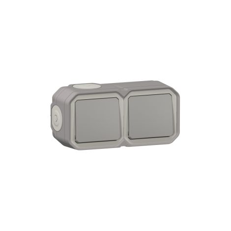 Legrand - Plexo L - Double interrupteurs ou Va et vient - Saillie - Gris - Ref. : 069672L+069511Lx2 (1/5)