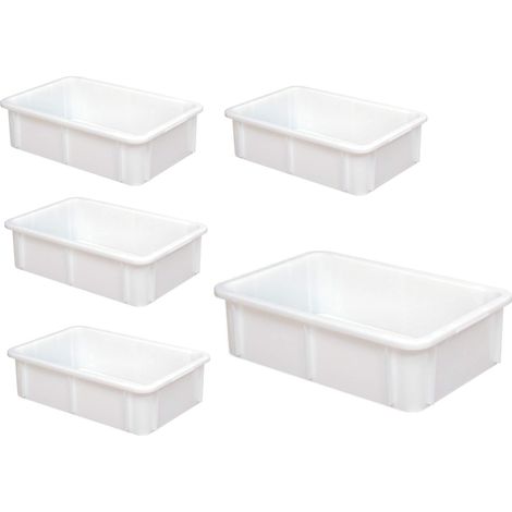 BRB Lot de 5 boîtes Euro pour charges lourdes, 600 x 400 x 165 mm, 30 l, blanc