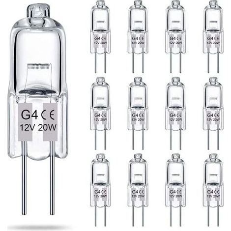 HOXILEELEO - Ampoule halogène G4 12V 20W – 2700K blanc chaud – 280 lumens – Dimmable – Pour lustres et éclairages décoratifs (12 pack) - 12pack (1/5)