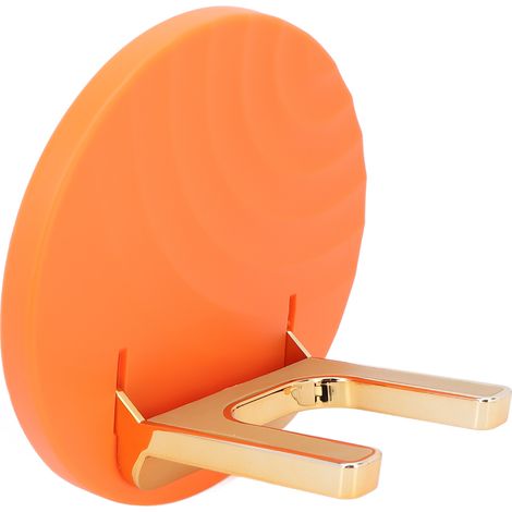 Support mural adhésif pour sèche-cheveux - Organisateur de salle de bain pliable orange (1/5)