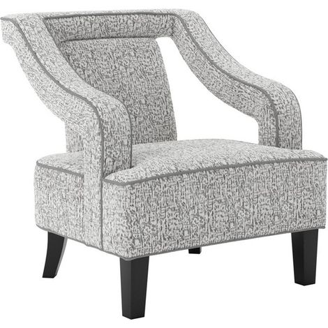 Sofia Chair - Textured Chenille/Rubber Wood - L82 x W73 x H82 cm - Elephant/Black - Partially Assembled