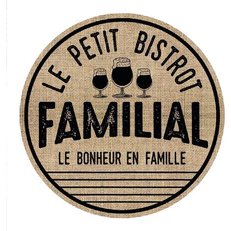 Set de table rond en toile de jute - Le petit bistrot (1/2)