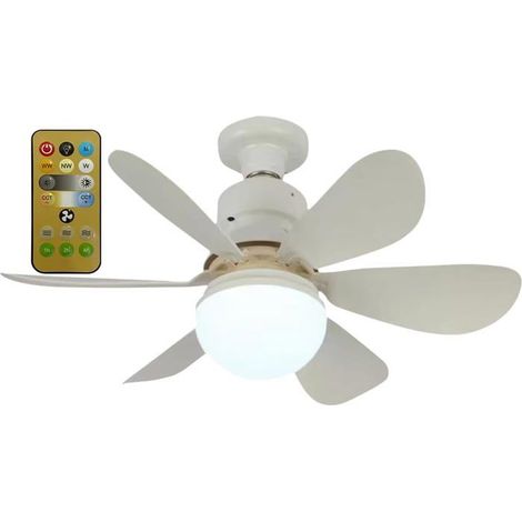 Ventilateur de plafond, ventilateur de plafond 30 W avec lumière, douille E27, couvercle blanc crème, blanc perle (1/5)