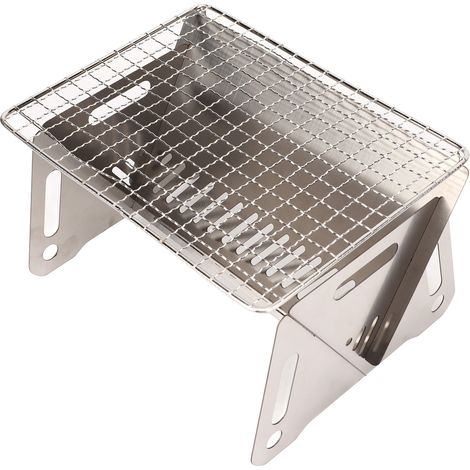 Barbecue Pliable Acier Inoxydable Portable avec Grille et Supports pour Camping Pique-nique Extérieur (1/4)