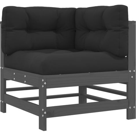 Maison Exclusive - Ecksofa mit Kissen Grau Massivholz Kiefer