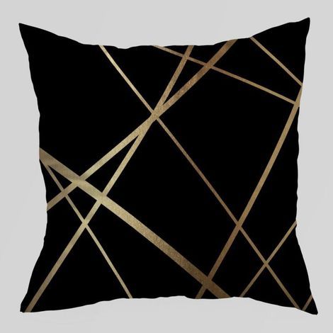 Schwarze Kissenbezüge 45 x 45 cm, goldenes geometrisches Muster, moderne Dekoration für Wohn- und Schlafzimmer, 2er-Set (1/5)