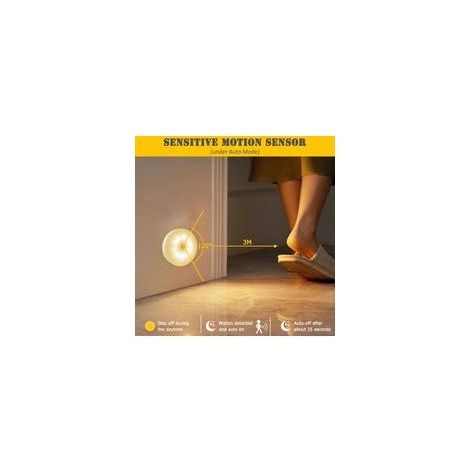 Lampe LED magnétique 3 pièces – Détecteur de mouvement – Rechargeable – ABS blanc (1/4)