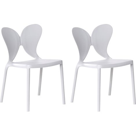 Conjunto de 2 sillas de jardín de plástico material sintético para interior y exterior comedor respaldo tipo mariposa gris Larissa