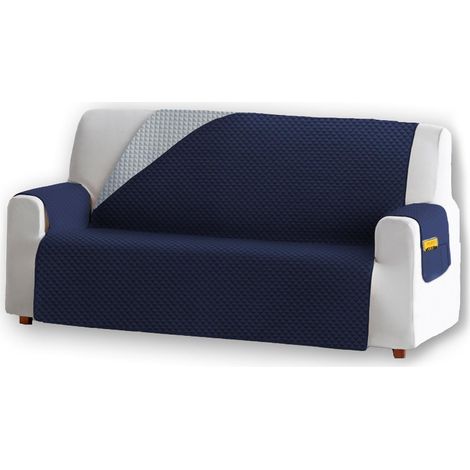 Funda Cubre Sofa - Protector Sofá Reversible Bicolor con Bolsillos Laterales, Diseño Antideslizante, Antimanchas, Lavable a Máquina para Sofa de 1 2  3 4 L Plaza Azul Rojo Granate Gris Oscuro (1/5)