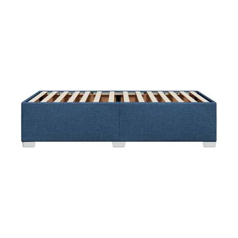 Cadre de lit sans matelas, bleu, 80 × 200 cm, tissu, tissu doux et respirant, pour chambre, décor moderne, facile à assembler (1/5)